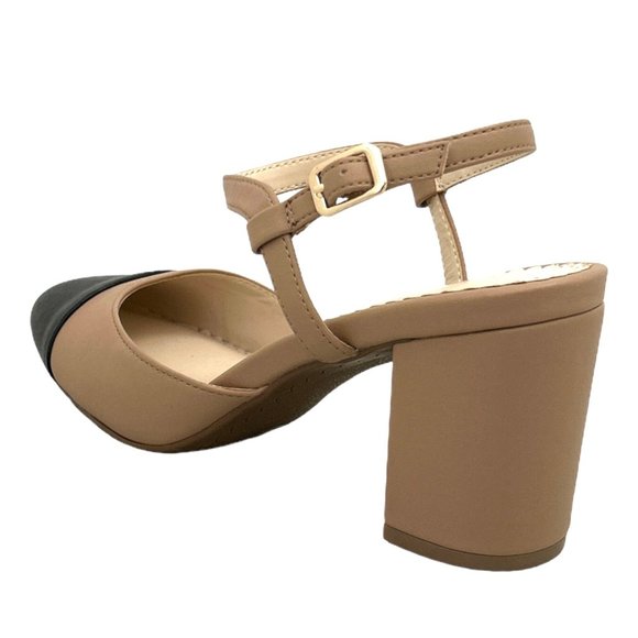 CHARTER CLUB DOTTII Nude/Black Round Toe Block Heels Size 7 Women's Pumps - Picture 4 of 8